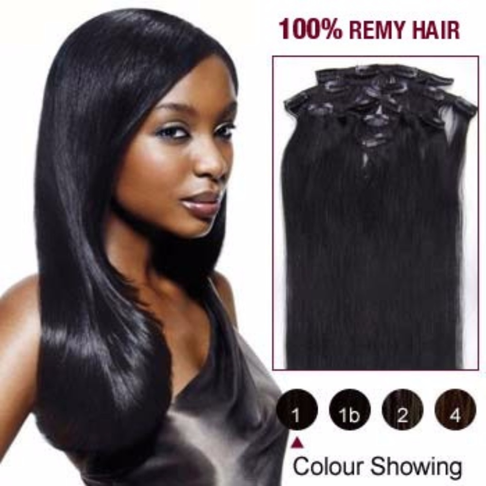100 % Remy Black Human Hair ~ 7 Clip In Pieces